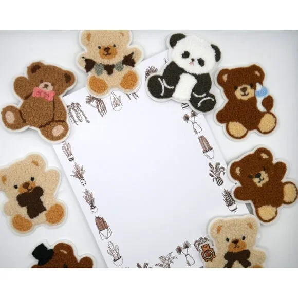 Teddy Bear Fuzzy Iron-On Embroidered Patch Pack (Set of 5) - Picture 4 of 4